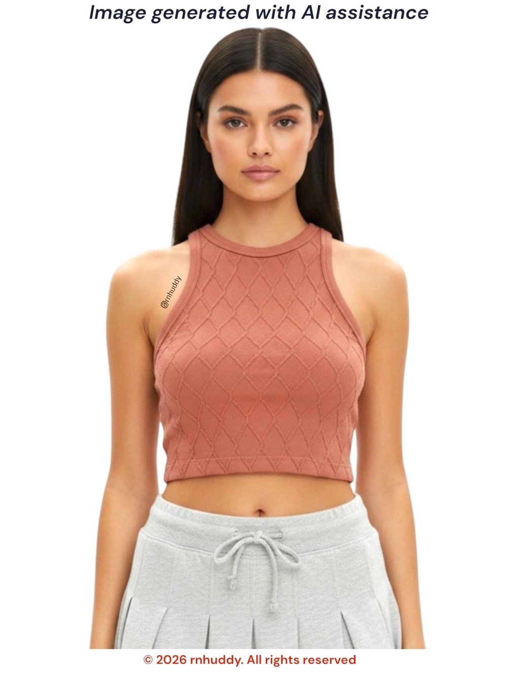 UO Out From Under XL dusty orange diamond textured seamless tank